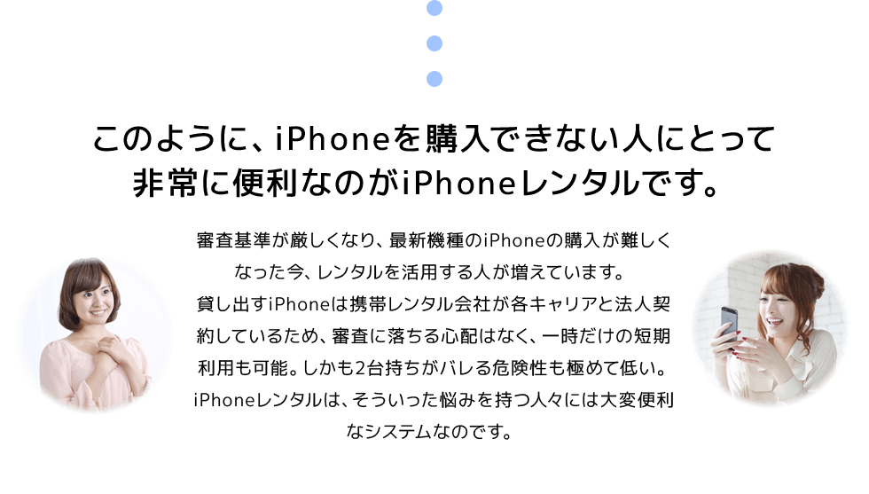 このように、iPhoneを購入できない人にとって非常に便利なのがiPhoneレンタルです。